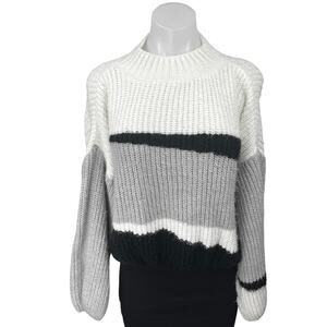 Topshop Multicolor Colorblock Knit Long Sleeve Mock Neck Cozy Sweater Top Sz 4-6